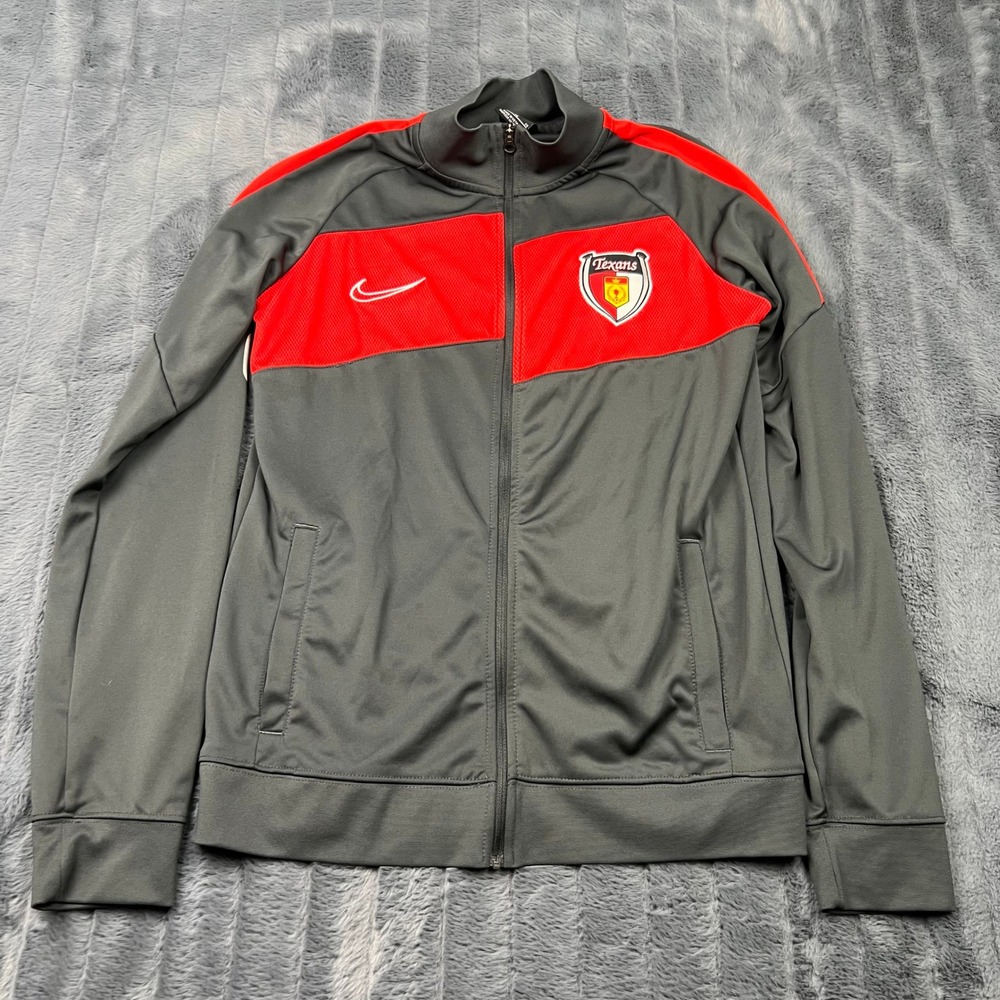 Nike Dri-FIT Texans Track Jacket Mens XL Grey Red Full Zip Soccer Training Coat